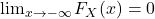  \lim_{x \to -\infty} F_X(x) = 0 