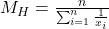 M_H = \frac{n}{\sum_{i=1}^{n} \frac{1}{x_i}}